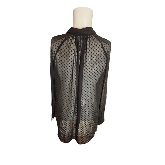 Zara Dotted Sheer Button Down Shirt Oversized Black sz XS-M - Picture 8 of 9